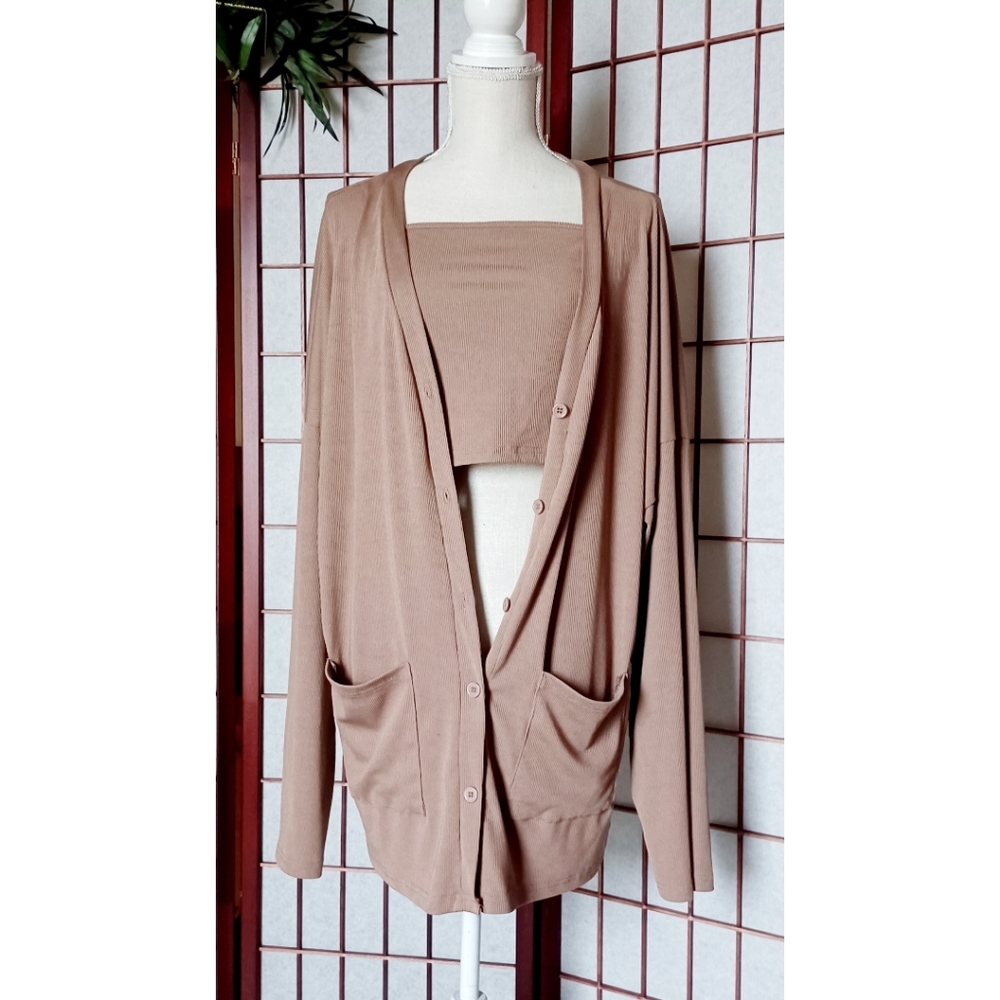 Shein Curve Plus Size Ribbed Open Edit 3-Piece So… - image 2